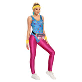 80S Retro Vintage Printed Patterned Bodysuit Women Adult Cosplay Costume Jumpsuit Outfit Halloween Carnival Suit